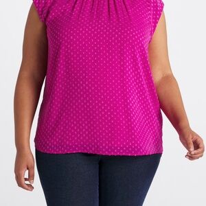 Les Serein Polka Dot Pink Top Size 1X
